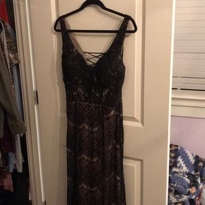 Black lace prom dress